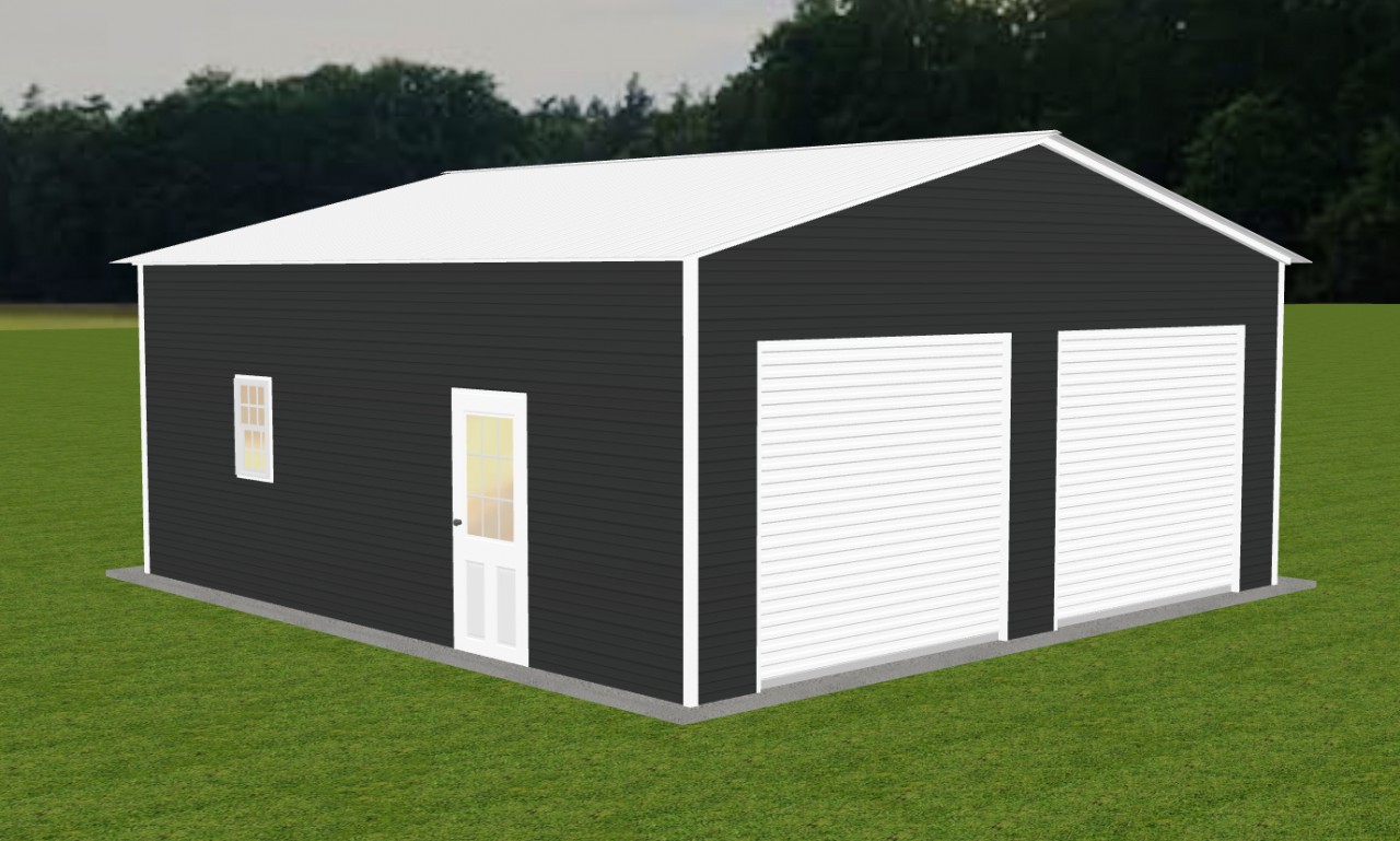 24’x25’x10’ 2 Car Garage with Spray Foam