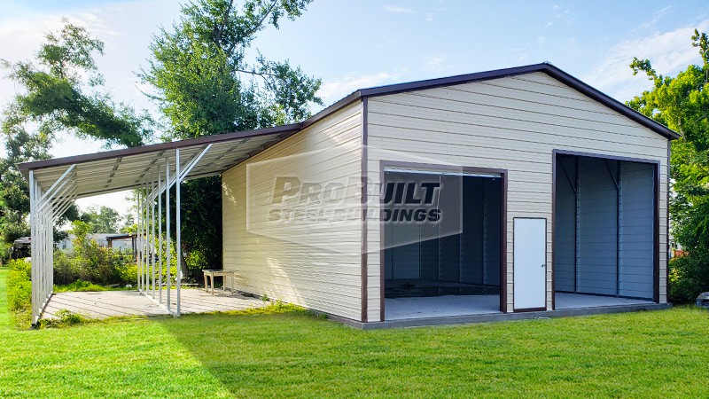 42x40 Steel Garage with Lean-to