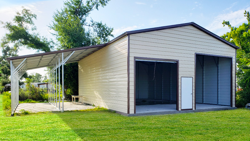 image for 42x40 Steel Garage with Lean-to